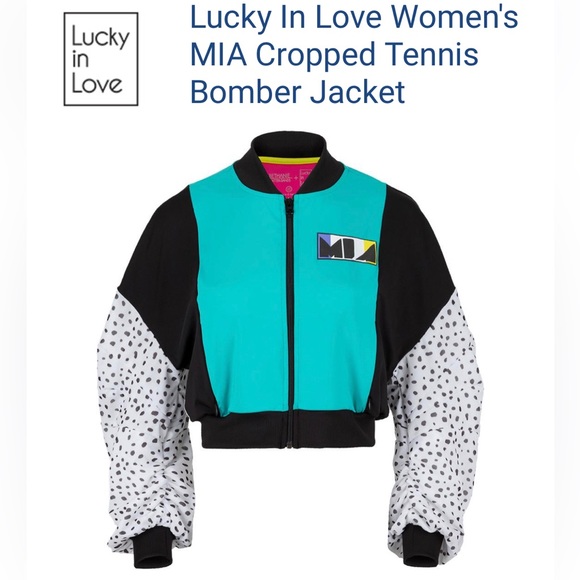 NWOT Lucky in love + BMS Women's Mia
Cropped Tennis Bomber Jacket. - Picture 2 of 8